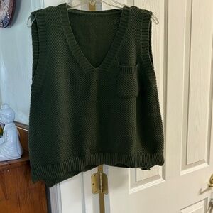 SHEIN Deep Green V-Neck Sweater Vest